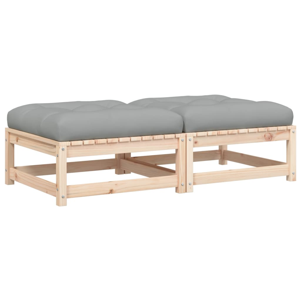 2 db tömör fenyőfa kerti lábtartó párnával (838102)