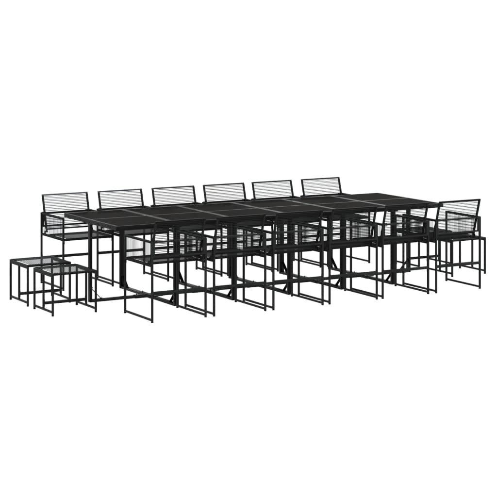 17 részes fekete polyrattan kerti étkezőgarnitúra (3295047)