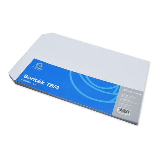 Bluering Boríték TB/4 öntapadó bélésnyomott 250x353mm  25 db/csom fehér