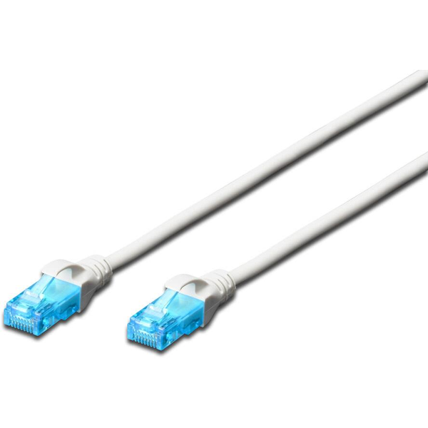 DIGITUS Patchkabel RJ45 U/UTP Cat5e   2.00m weiß Hebelschutz Polybeutel