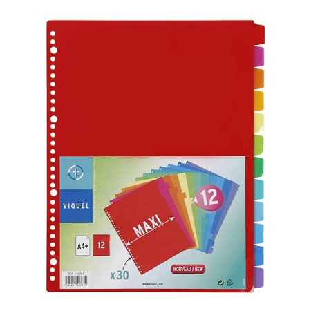 VIQUEL Разделители, пластмасови, A4 Maxi, 12 части