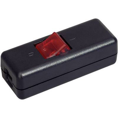 interBär világítós 2 pólusú zsinórkapcsoló, 10A 250 V/AC, fekete (piros) (8010-104.01)