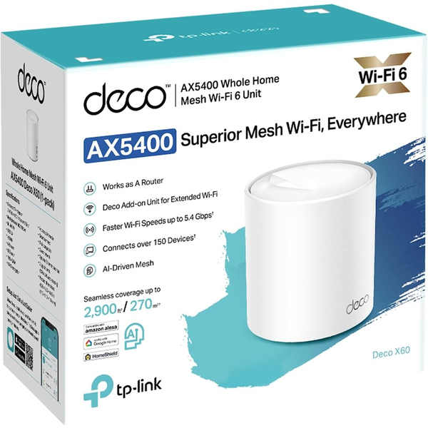 TP-Link Deco X60 Dvoupásmový (2,4 GHz / 5 GHz) Wi-Fi 6 (802.11ax) Bílá 2 Vnitřní