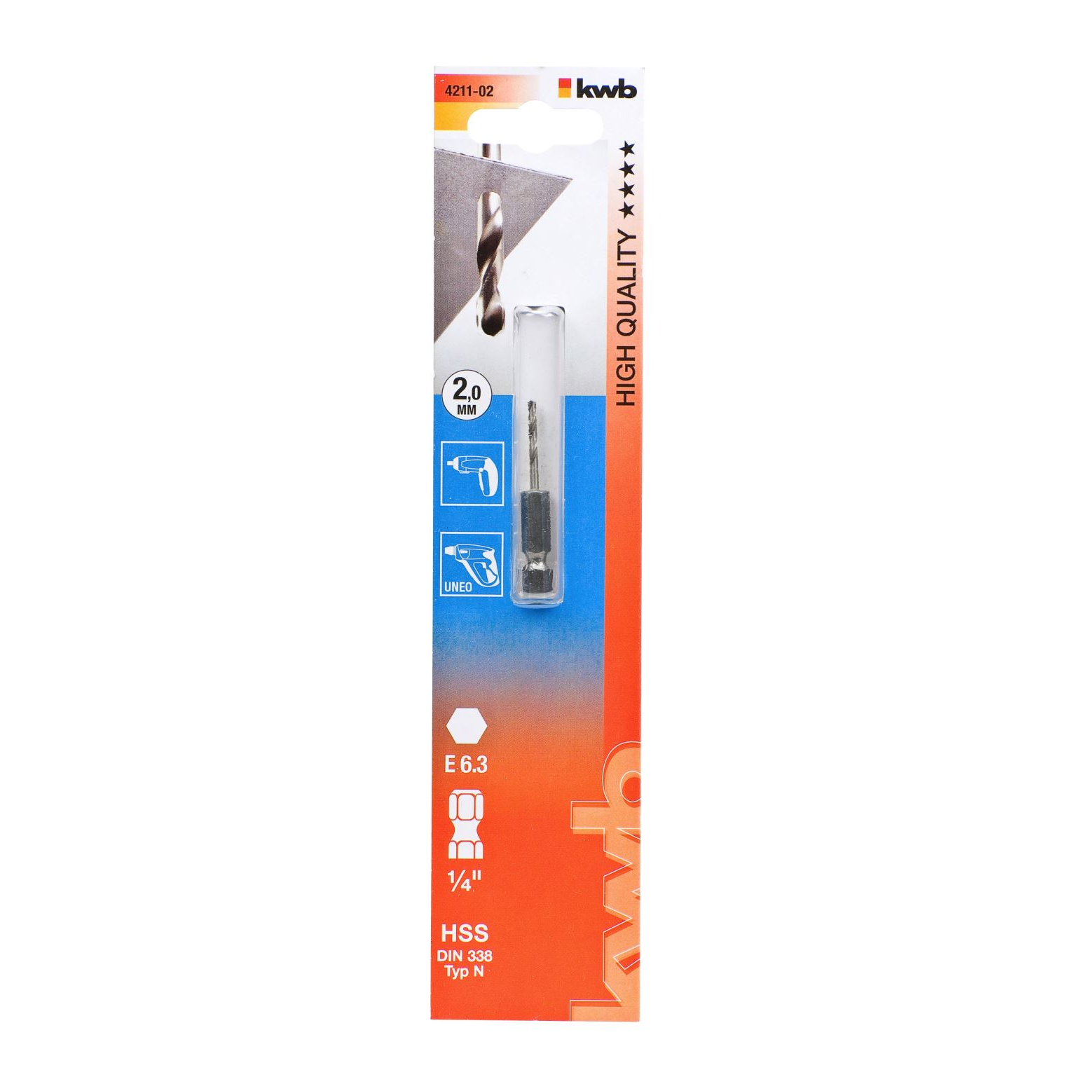 KWB PROFI SILVER STAR HSS-G HEXAGON spirálfúrószár 2.0 mm (49421102) (KWB 49421102)