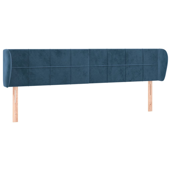 Tăblie pat cu aripioare albastru închis 183x23x78/88 cm catifea