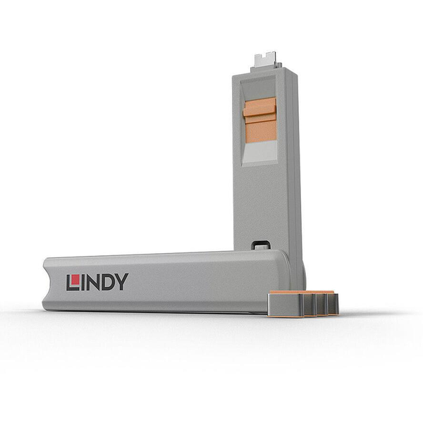 Lindy 40428 poortblokker Poortblokkeersleutel USB Type-C Grijs, Oranje 4 stuk(s)