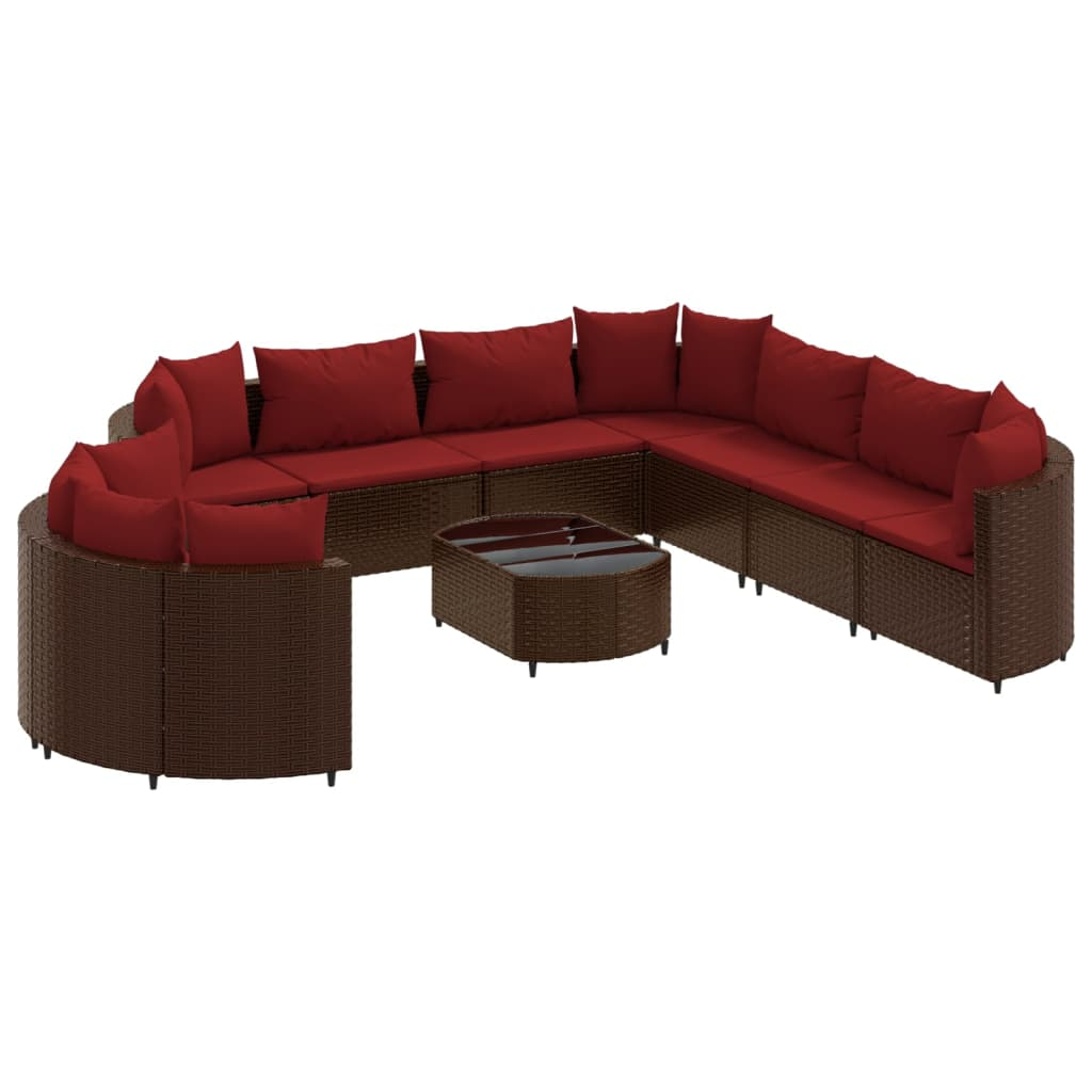 10 részes barna polyrattan kerti ülőgarnitúra párnákkal (3308413)