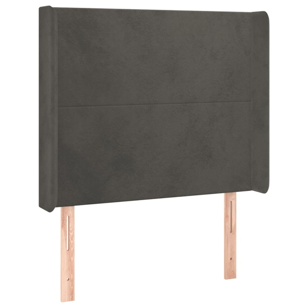 Tăblie de pat cu aripioare gri închis 83x16x118/128 cm catifea