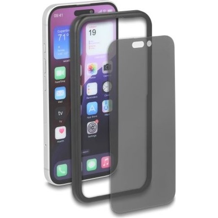 DELOCK Schutzfolie für iPhone 16 Sichtschutz gehärtetes Glas