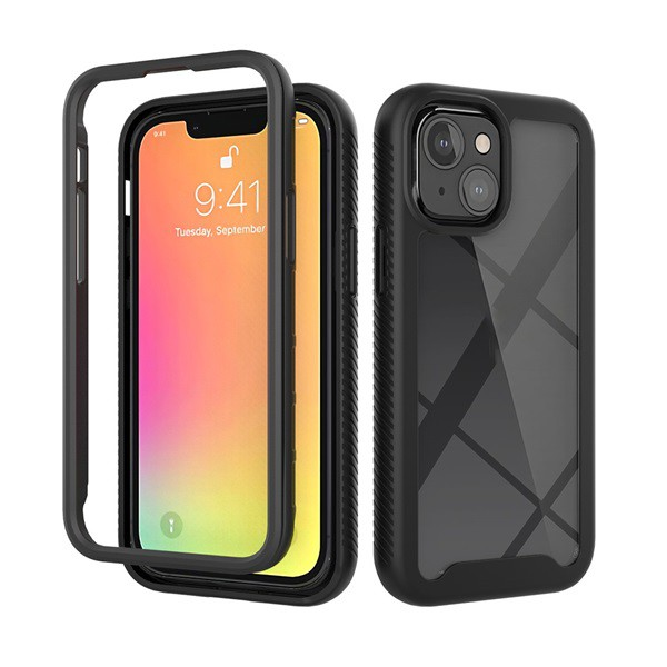 Műanyag telefonvédő (szilikon keret, ultravékony, közepesen ütésálló, légpárnás sarok) FEKETE [Apple iPhone 13 mini] (5996591101156)