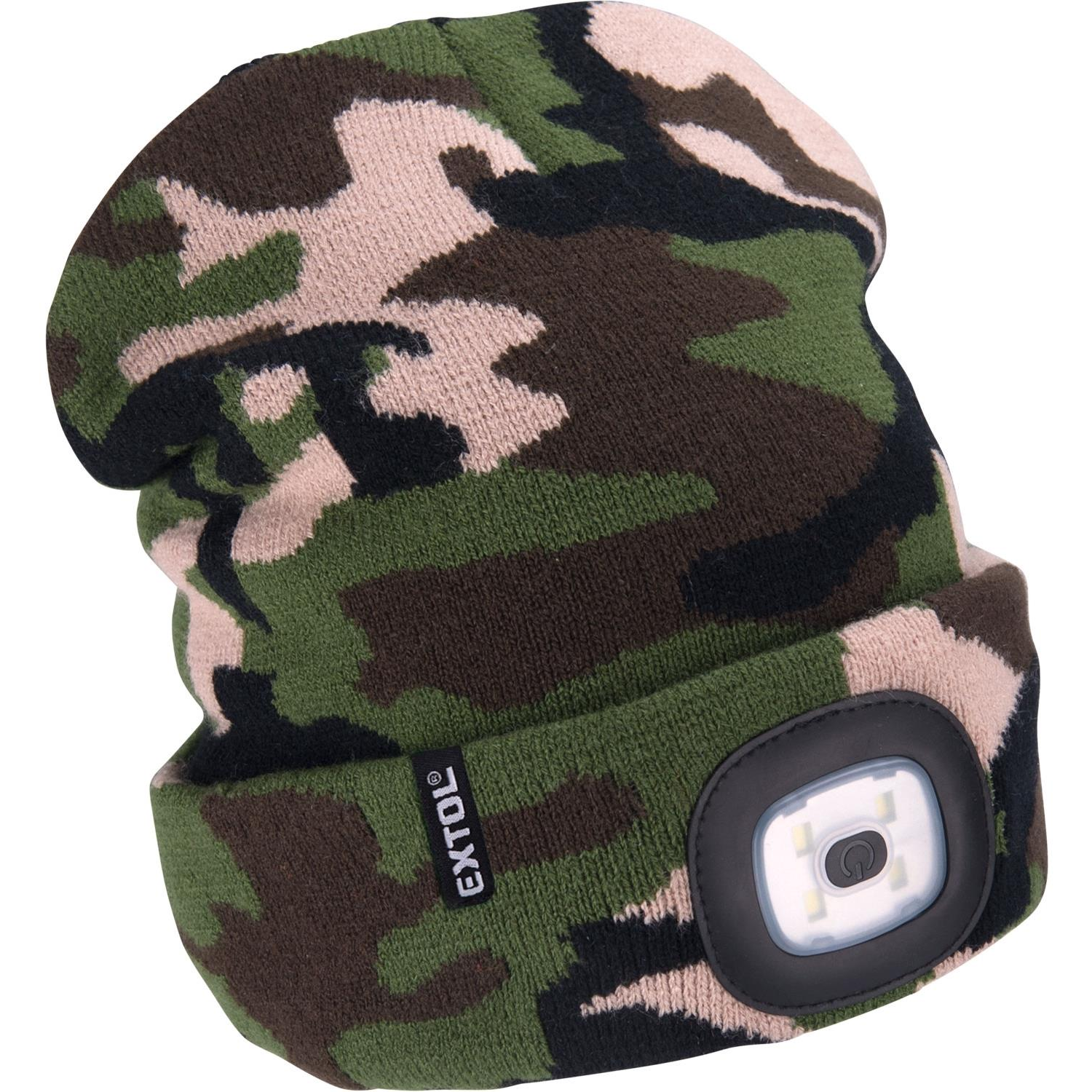 EXTOL LIGHT Sapka fejlámpával, 4 × 45 lm, terepmintás, UNI (43464)