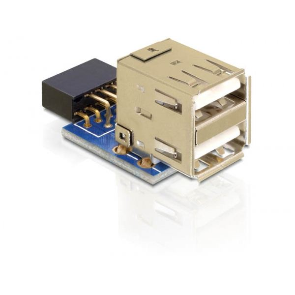 Delock DL41825 USB pin header female -> 2 x USB 2.0 female - up