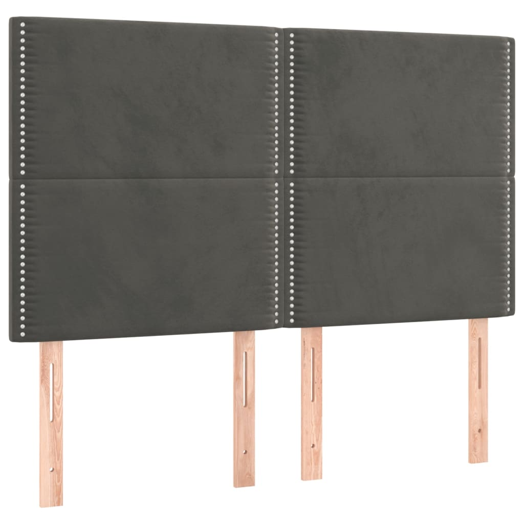 4 db sötétszürke bársony fejtámla 72 x 5 x 78/88 cm (3116241)