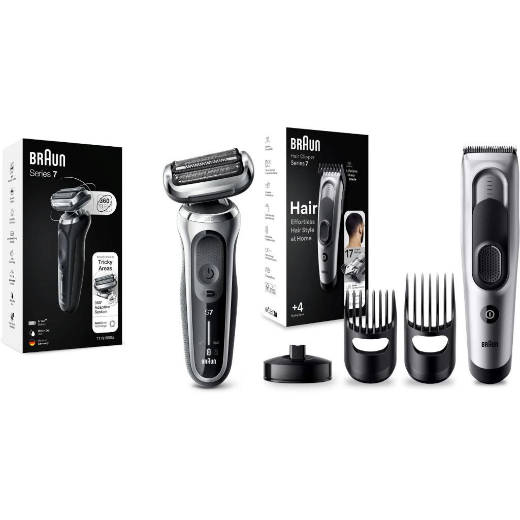 Braun Series 7 71-S1000s elektromos borotva + Braun Series 7 HC7390 trimmer (BRAHS705sr) (BRAHS705sr)
