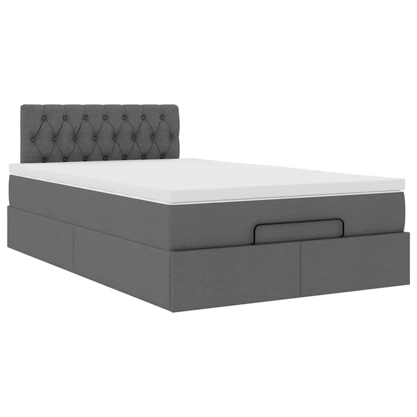 Cadru pat otoman cu saltea țesătură gri închis 120x200 cm