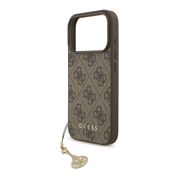CG MOBILE GUESS 4G CHARMS műanyag telefonvédő (textil hátlap, telefondísz) BARNA Apple iPhone 17 Pro (GUHMP17LGF4GCW)