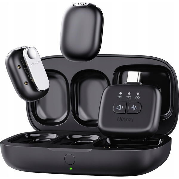 Ulanzi A30 vezeték nélküli mini mikrofon (2 adó és 1 vevő, USB-C, lightning) (fekete)