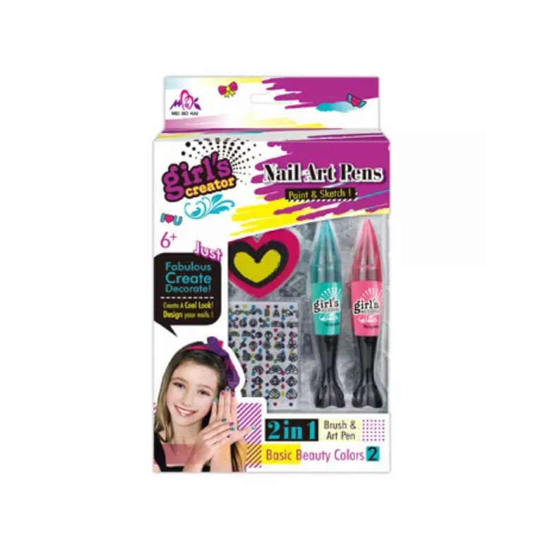 Szórakoztató manikűrkészlet 2 tollal és matricákkal (7124666)