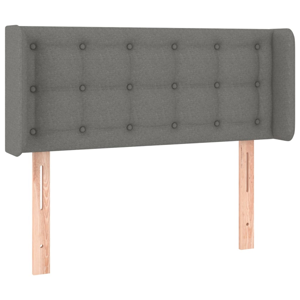 Tăblie de pat cu aripioare gri închis 83x16x78/88 cm textil