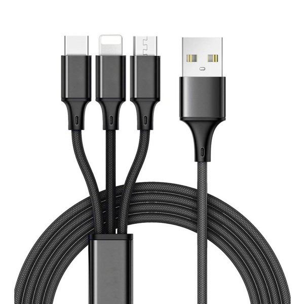 Кабел за данни Cellect 3 в 1, micro USB+Type-c+lightning, 1,2 м