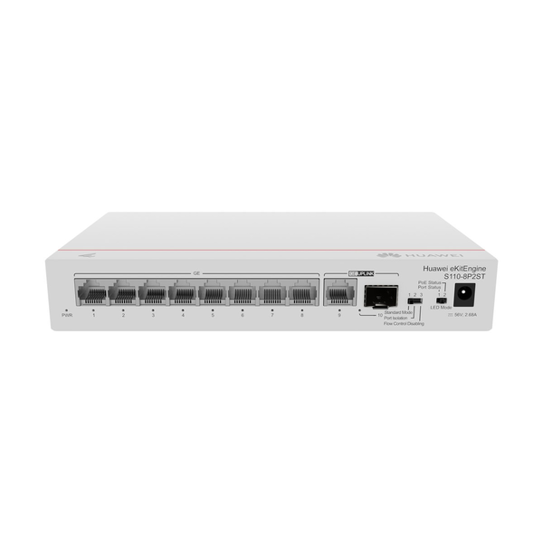 Huawei CloudEngine S110-8P2ST Ethernet-áramellátás (PoE) támogatása Szürke