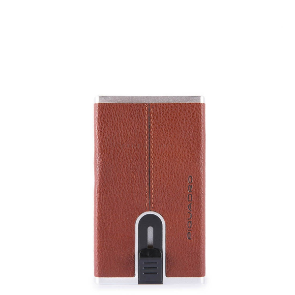  Piquadro Piquadro, Black Square, Leather, Card Holder, Square Sliding System with Money Clip, PP4825B3R-CU, Brown, For Men For Men
