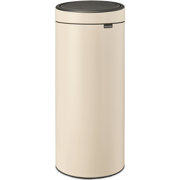 Brabantia Touch Bin New Soft-Touch nyomófedeles hulladékgyűjtő belső tartállyal, kerek, 30L - G méret, acél, világos bézs - 149986