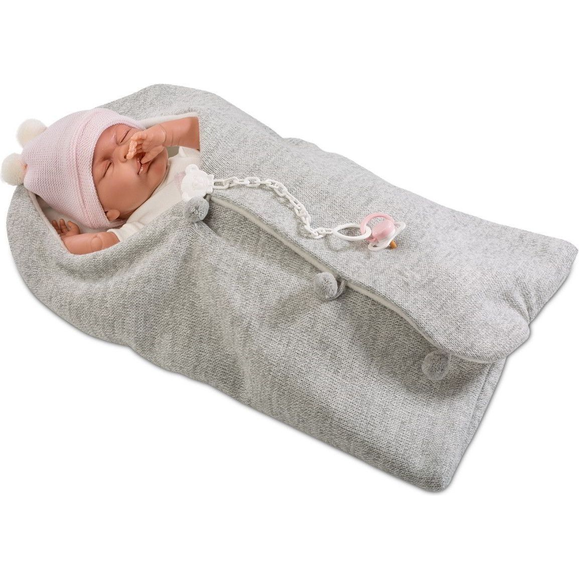 Llorens: Mimi Llorana 42cm-es síró újszülött baba gomba formájú párnával (GXP-607949)