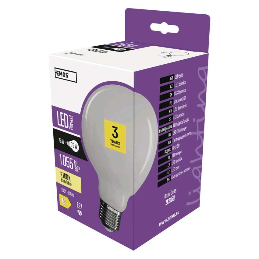 EMOS Filament LED izzó G95 7,8W 1055lm meleg fehér (DBKF-EMZF2150)