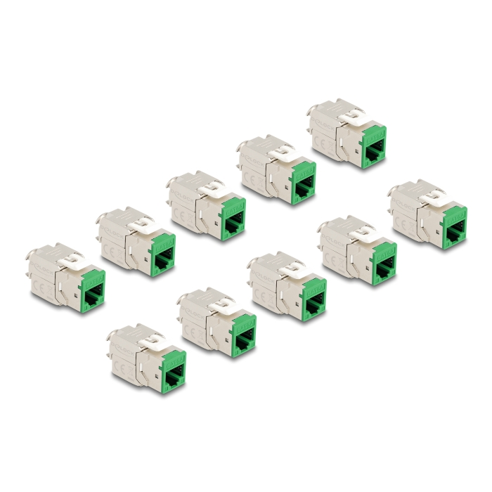 Delock Keystone Modul RJ45 anya - LSA Cat.6A eszközmentes zöld 10 db-os szett (88116) (88116)