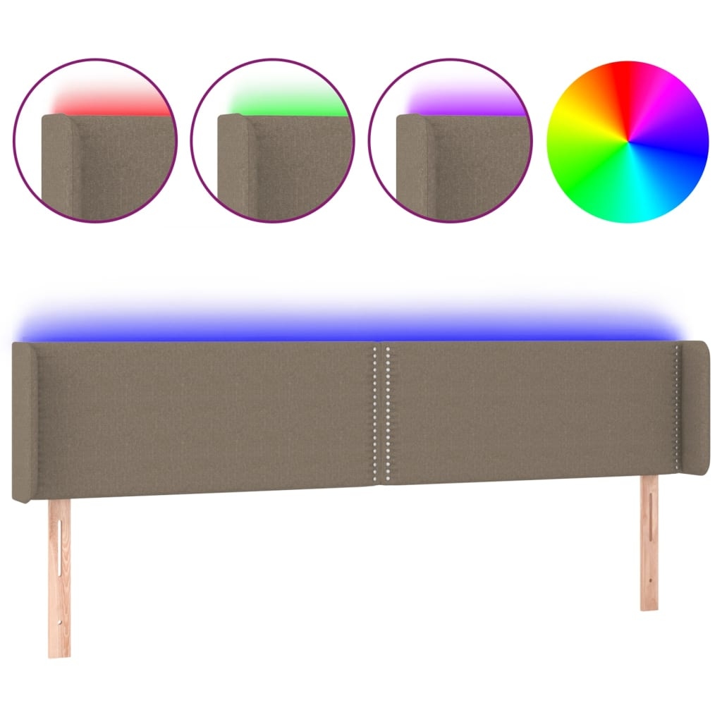 tópszínű szövet LED-es fejtámla 163 x 16 x 78/88 cm (3123106)
