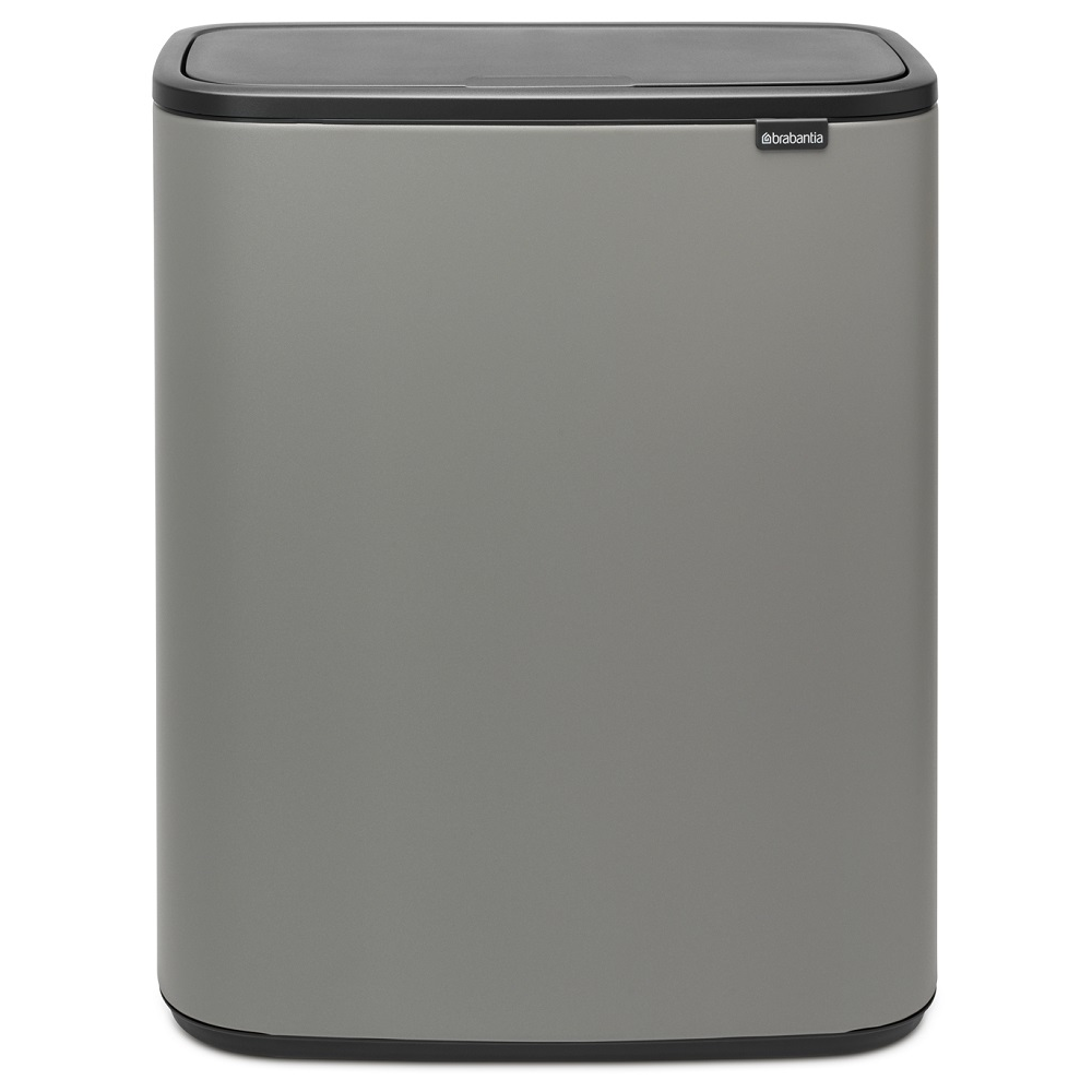 BRABANTIA Bo Touch Bin nyomófedeles hulladékgyűjtő XXL padlón álló műanyag tartály 60L - M méret acél betonszürke ásványi textúra - 223129 (223129)