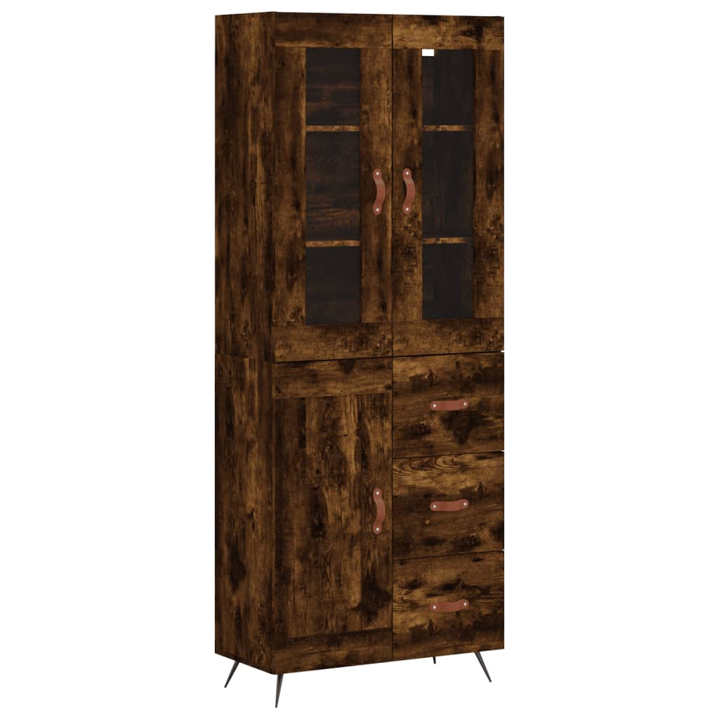 füstös tölgy színű szerelt fa magasszekrény 69,5 x 34 x 180 cm (3198638)