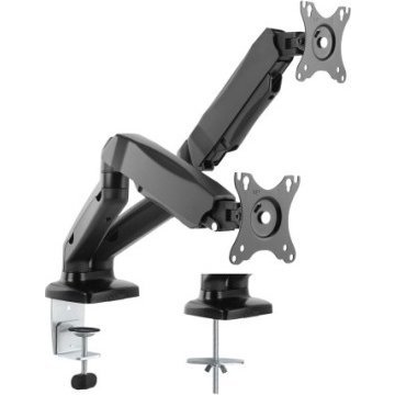 VALUE Dual LCD-Arm, Tischmontage, Gasfeder, 5 Gelenke, 12-27 Zoll, bis 2x 6,5 kg, schwarz