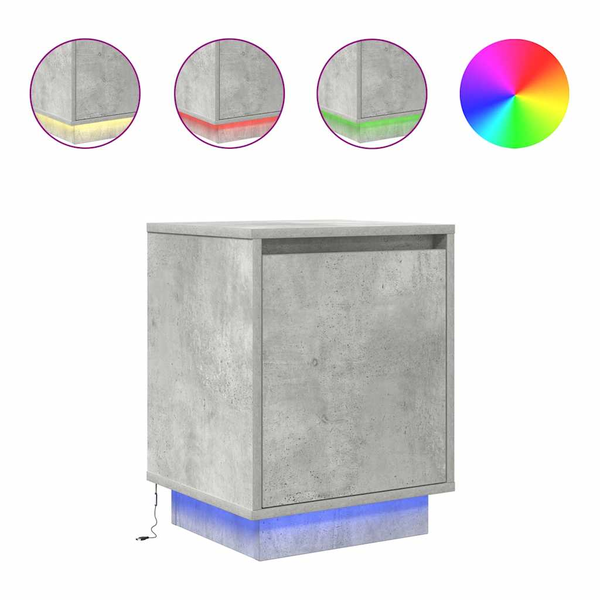 Noptiere cu lumini LED 2 buc Beton Gri 38x34x50 cm