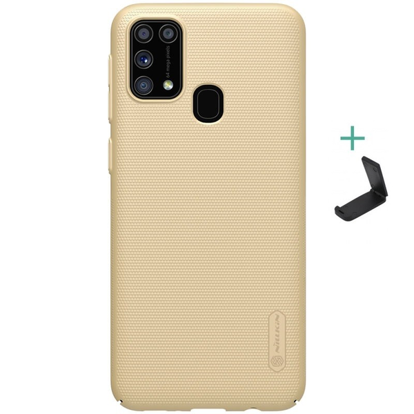 Samsung Galaxy M31 SM-M315F, Пластмасов заден капак, стойка, Nillkin Super Frosted, златен (96056)