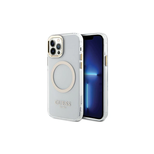 Guess GUHMP12MHTRMD iPhone 12/12 Pro 6.1 készülékhez kemény tok Metal Outline Magsafe arany