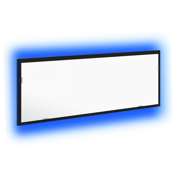 LED tükör fürdőszobához fekete tölgyből, 100x8,5x37 cm mérnöki fa