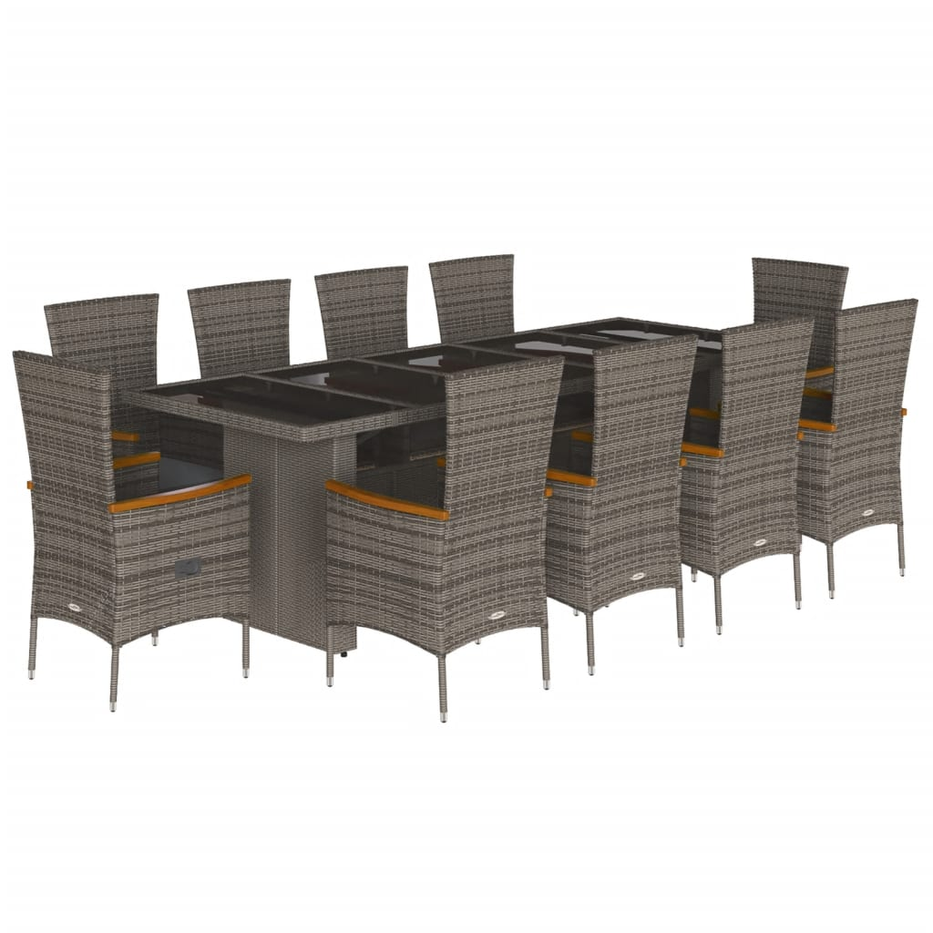 11 részes szürke polyrattan kerti ülőgarnitúra párnákkal (3277554)