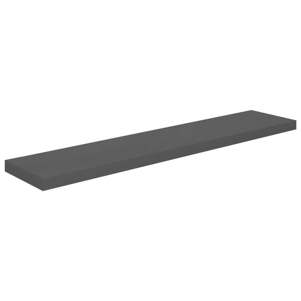 Raft de perete suspendat, gri extralucios, 120x23,5x3,8 cm, MDF