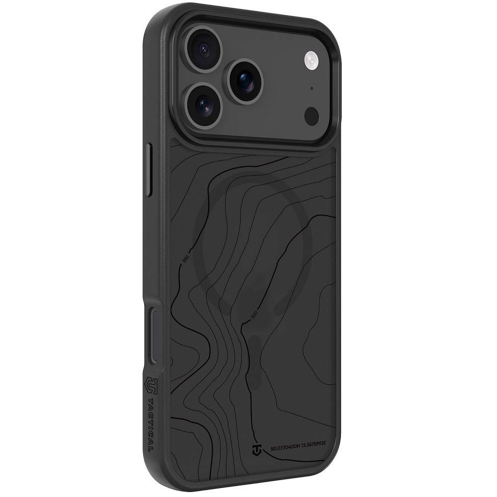 Apple iPhone 17 Pro Max, Műanyag hátlap védőtok + szilikon keret, közepesen ütésálló, Magsafe kompatibilis, térkép minta, Tactical MagForce Hyperstealth Sika, áttetsző/szürke (8596311282447)