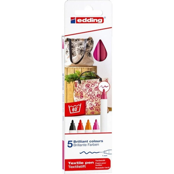 Textil- és bőrfestő filc Edding 5 ml 50 g többszínű 5 db