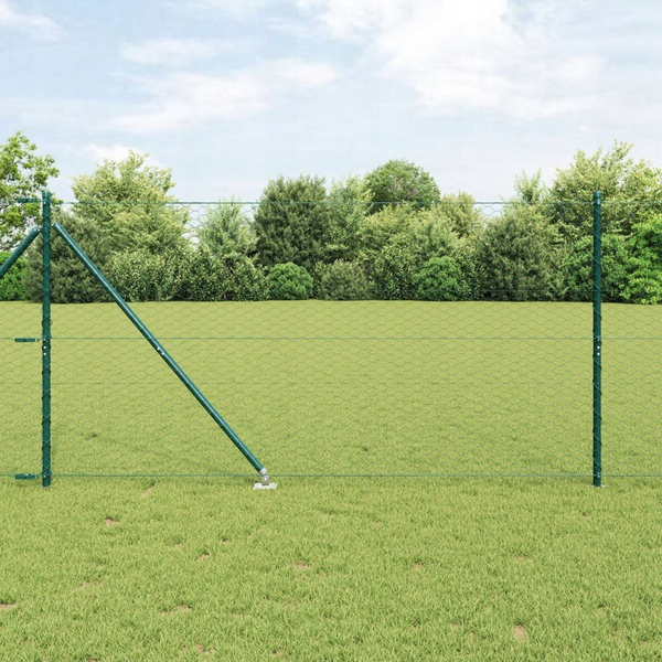 Kerítés oszlopokkal Zöld 1.4 x 10 m PVC-bevonatos acél