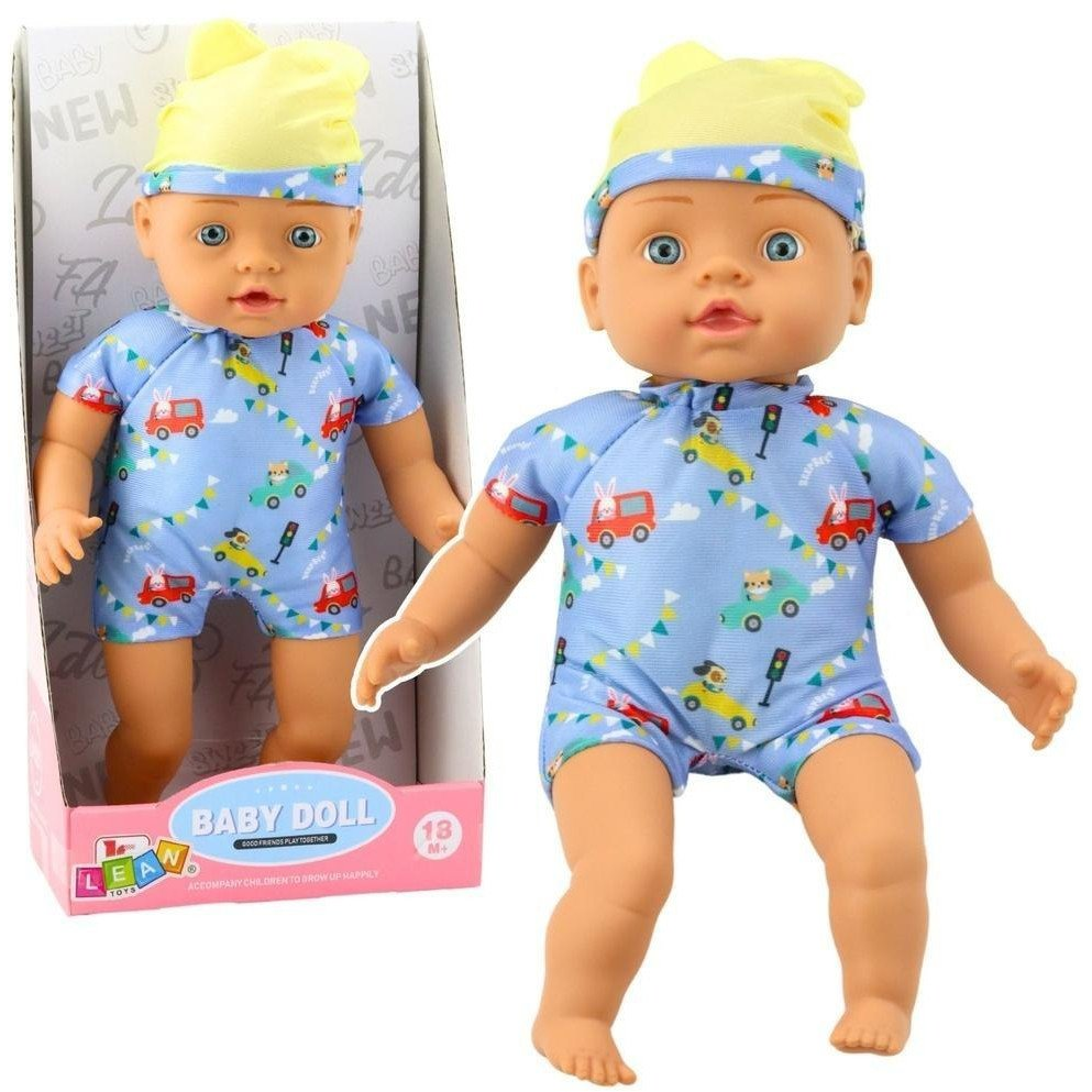 Baby Doll Kék Ruhák Mintás Kalap Fülekkel 31Cm- 24435 (5905991055631)