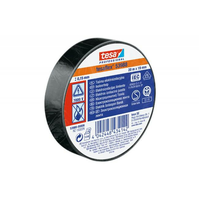 Szigetelőszalag Tesa 19mm 20m fekete (53988-00006-00)
