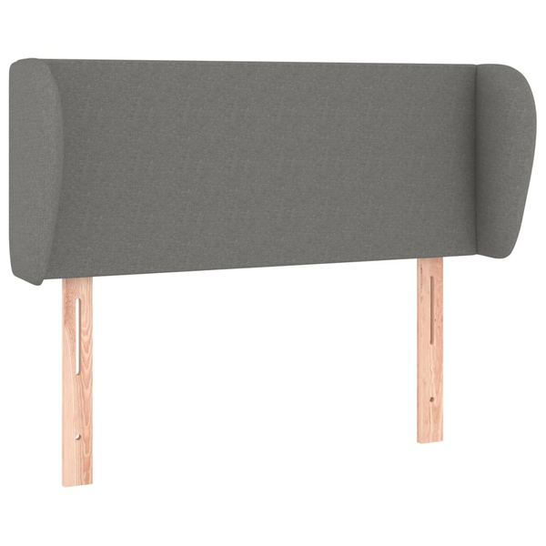 Tăblie de pat cu aripioare gri închis 93x23x78/88 cm textil