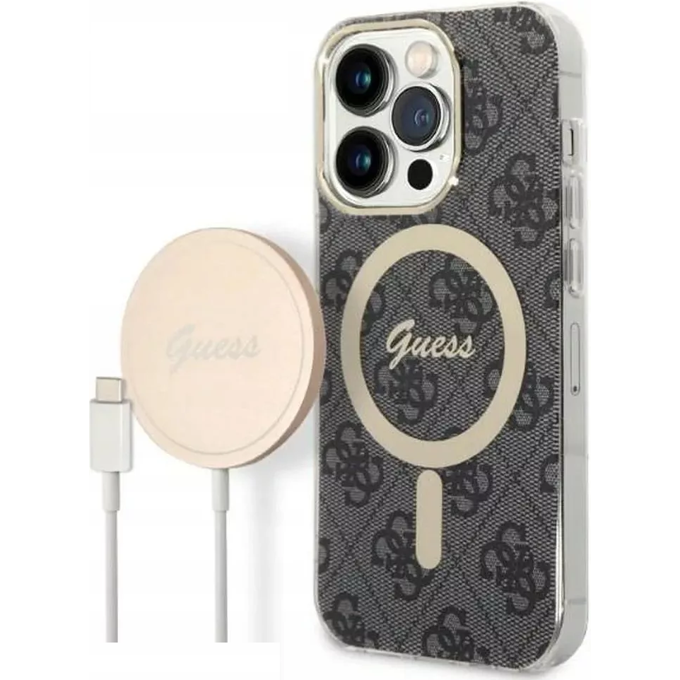 Guess 4G Print Apple iPhone 14 Pro Max MagSafe Tok - Fekete/Mintás (GUBPP14XH4EACSK)