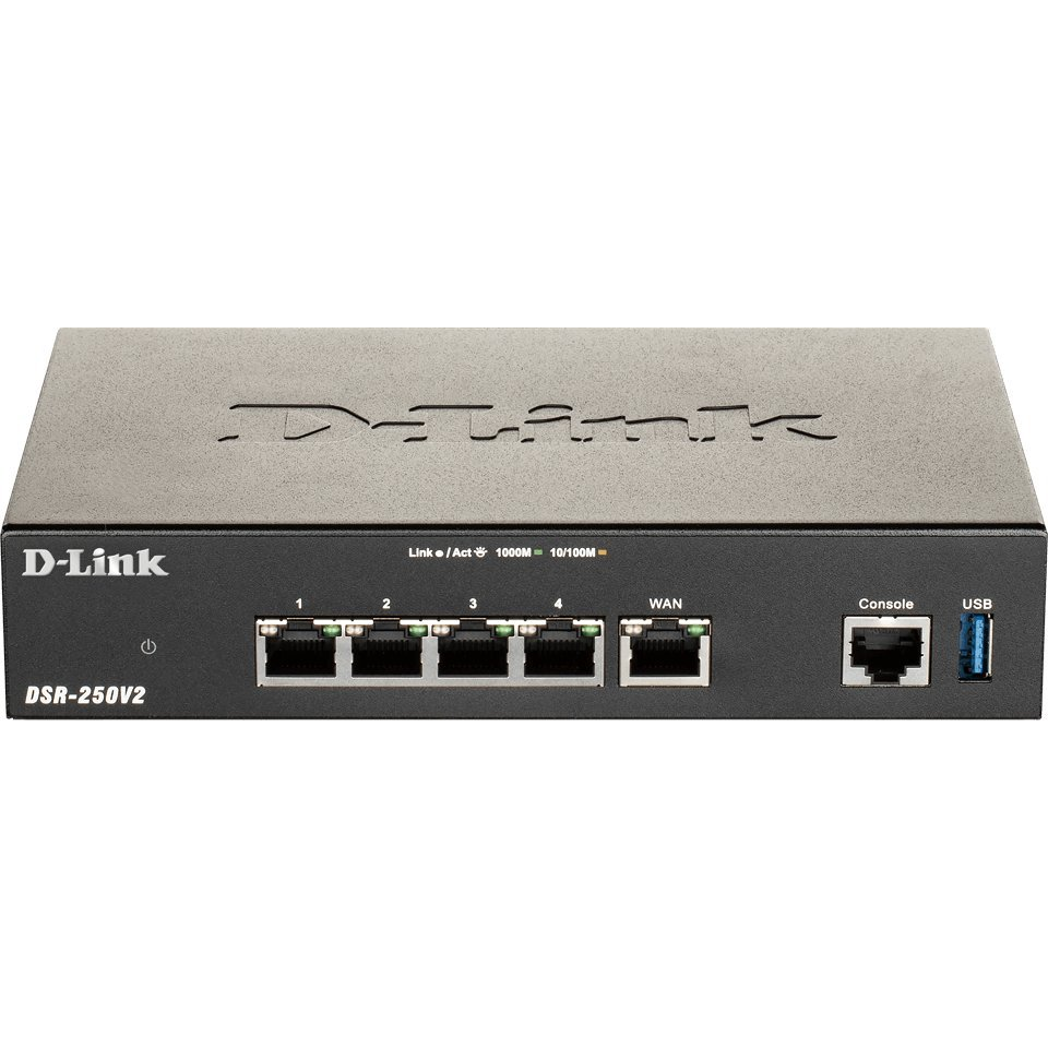 D-LINK Vezeték nélküli VPN Router 1xWAN(1000Mbps) + 4xLAN(1000Mbps) + 1xUSB, DSR-250V2/E (DSR-250V2/E)