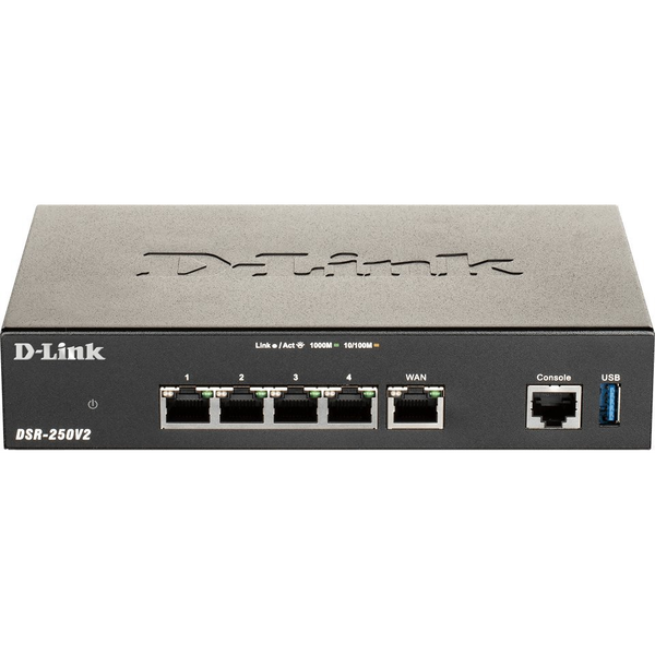 D-Link DSR-250V2 trådløs router Gigabit Ethernet Sort