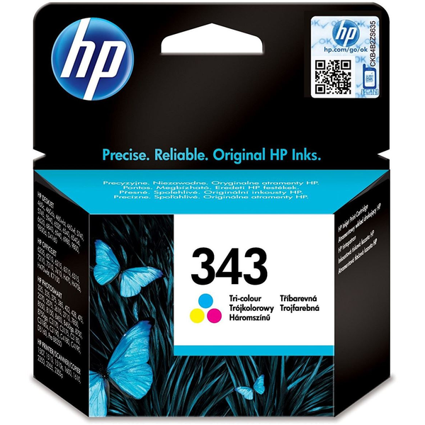 HP Cartouche d'impression jet d'encre 343 trois couleurs avec encre Vivera inkoustová náplň 1 kusů Standardní výtěžnost Azurová, Purpurová, Žlutá